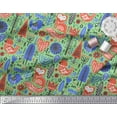 thumbnail image 3 of Soimoi Green polyester Crepe Fabric Tree & Fox Folk Art Printed Craft Fabric by the Yard 52 Inch Wide, 3 of 5