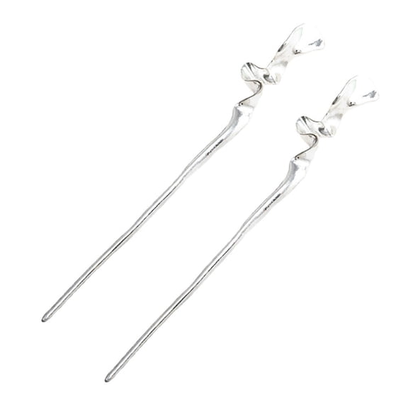 Raindrops 2Pcs Bun Hair Pieces for Women Silver Zinc Alloy Hair Pins for Vintage Wedding Events