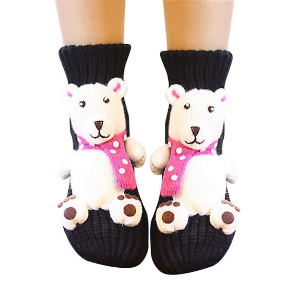 MIUOWANP Ladies Christmas Non-Slip Socks Home Socks Christmas Sleep Lovely Floor Three-dimensional Wool Thickened Warm In Winter