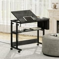 thumbnail image 2 of Dextrus Adjustable Height Standing Desk, Rolling Computer Writing Desk with Charging Station, Gray, 2 of 8