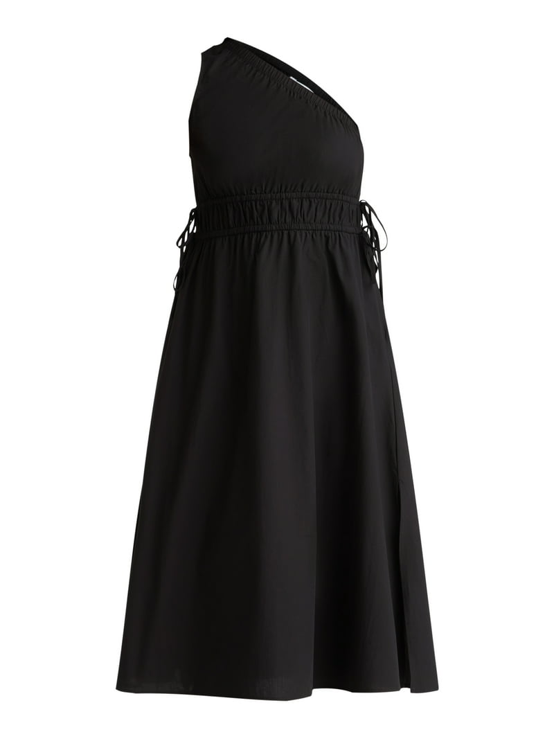 Time and Tru Women's One Shoulder Cotton Midi Dress, Sleeveless, Smocked  Waist, Sizes XS-XXXL - Walmart.com