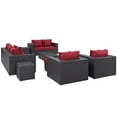 thumbnail image 3 of Modern Contemporary Urban Design Outdoor Patio Balcony Nine PCS Sofa Set, Red, Rattan, 3 of 9