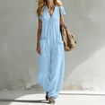thumbnail image 5 of Guluxicc Jumpsuits for Women Casual Summer Sleeveless V Neck Button Down Overalls Beach Travel Vacation Rompers with Pockets, 5 of 7