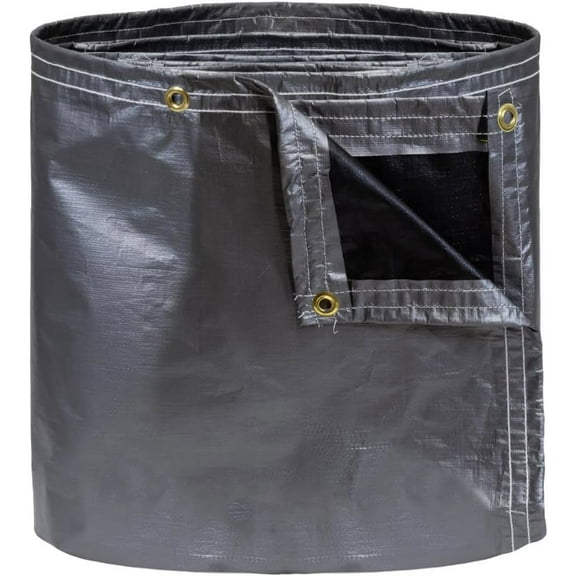 Tarp Supply Inc. 8' Diameter Round Poly Tarp Solar Pool Cover | 12 Mil Waterproof, UV & Tear Resistant | Super Heavy Duty Silver/Black Tarpaulin with Brass Grommets for Swimming Pools