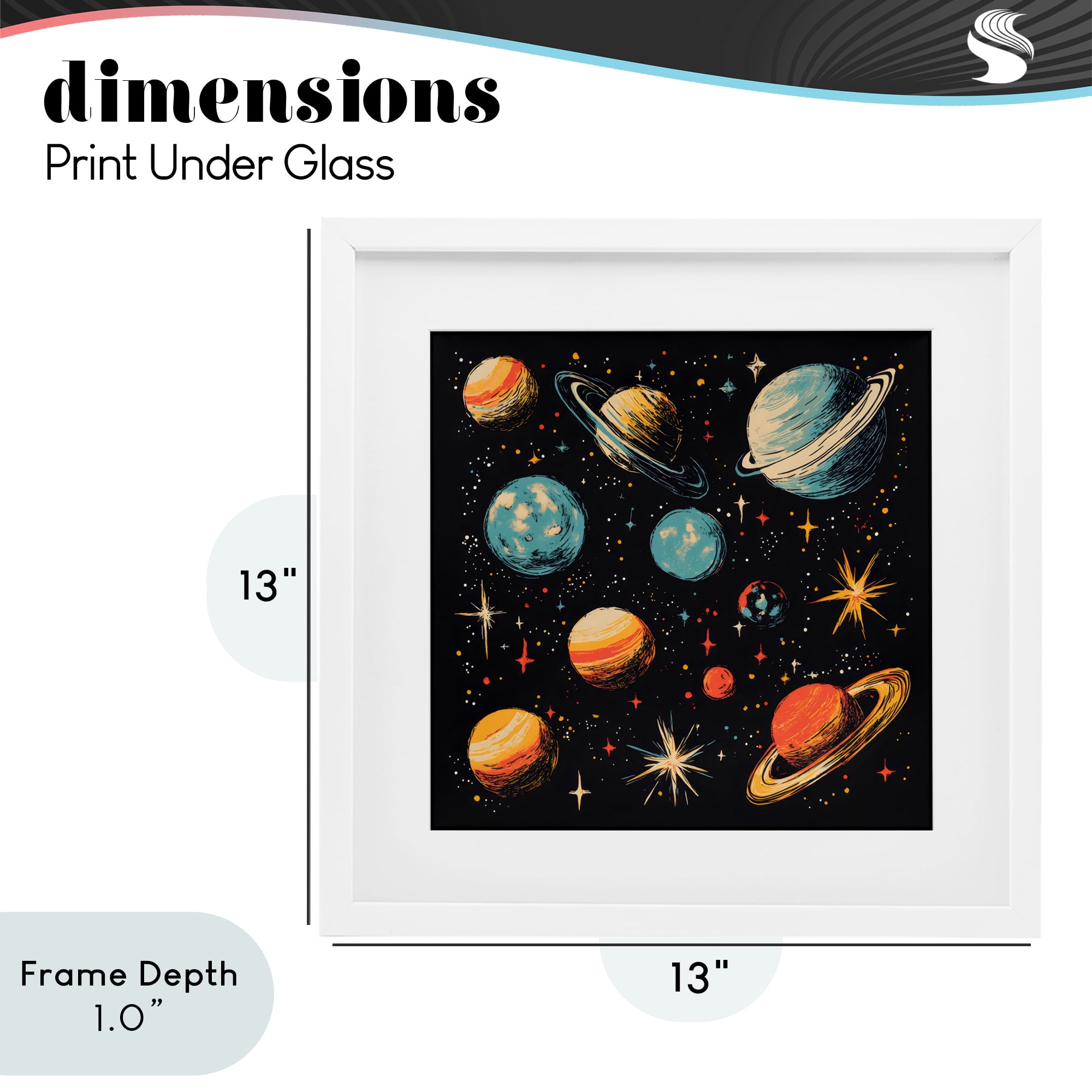 Stupell Industries Colorful Retro Planets White Framed Print Under Glass, design by Creative Studio