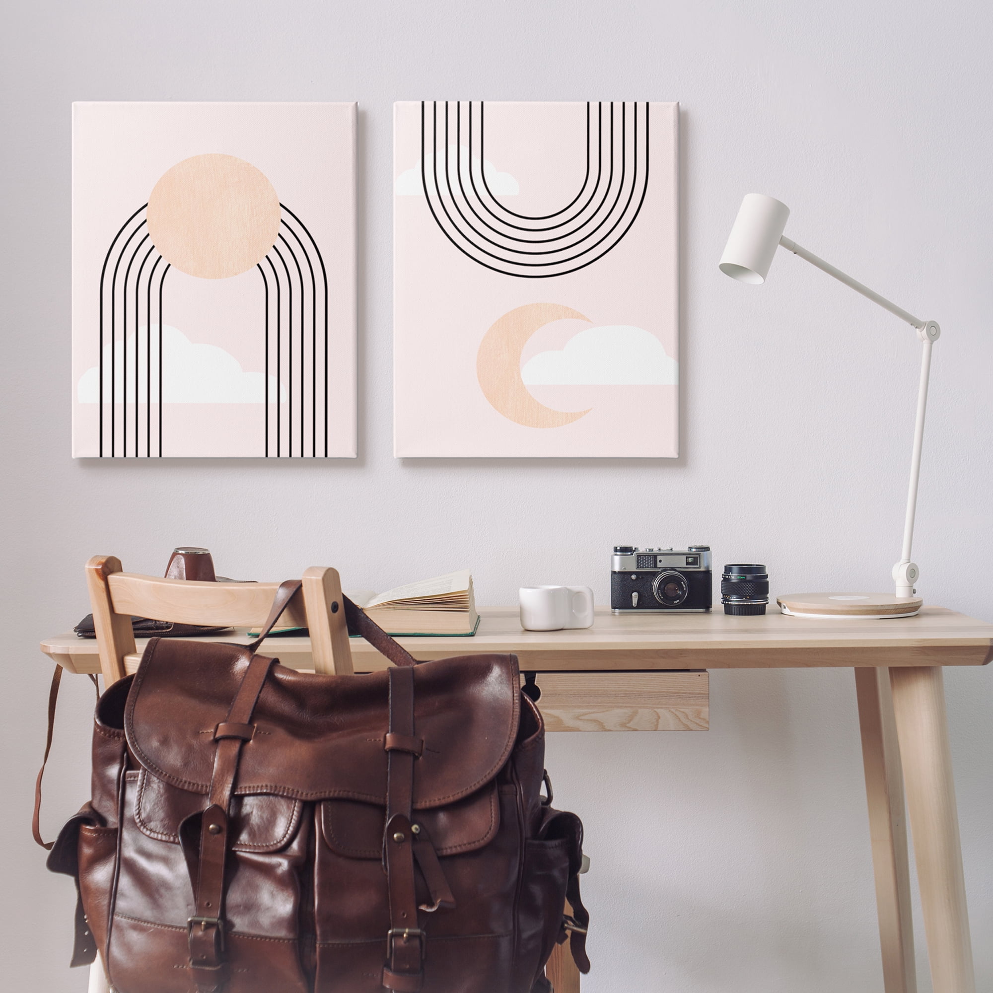 Stupell Industries Rising Sun Rainbow Crescent Moon Abstract Pink Sky, 24 x 30, Design by Daphne Polselli