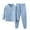 Blue, variant on Mikilon 1-12 Years Kids Stripe Pajama Sets Winter Solid Color Long Sleeve Thicken Shirts Long Pants Warm Homewear Sets