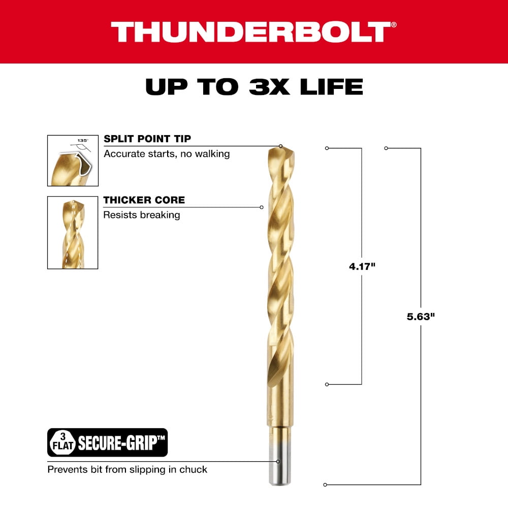Milwaukee Tool 29/64" Thunderbolt Titanium Coated Drill Bit