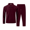 thumbnail image 4 of Ketyyh-chn99 Mens Tracksuits 2 Piece Men's Solid Color Zip Front Cardigan Jacket Trousers Set Size for M,Wine, 4 of 5