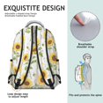 thumbnail image 5 of Sunflower and Bee White Pattern Backpack for School, Cute School Bag with Adjustable Shoulder Straps and Padded Back, 15.3"x11"x7.1", 5 of 5