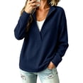thumbnail image 4 of Comdrip Women's Long Sleeve Classic V Neck Pullover Sweater Casual Loose Fall Winter Knitted Fashion Formal Daily Wear Navy S, 4 of 7