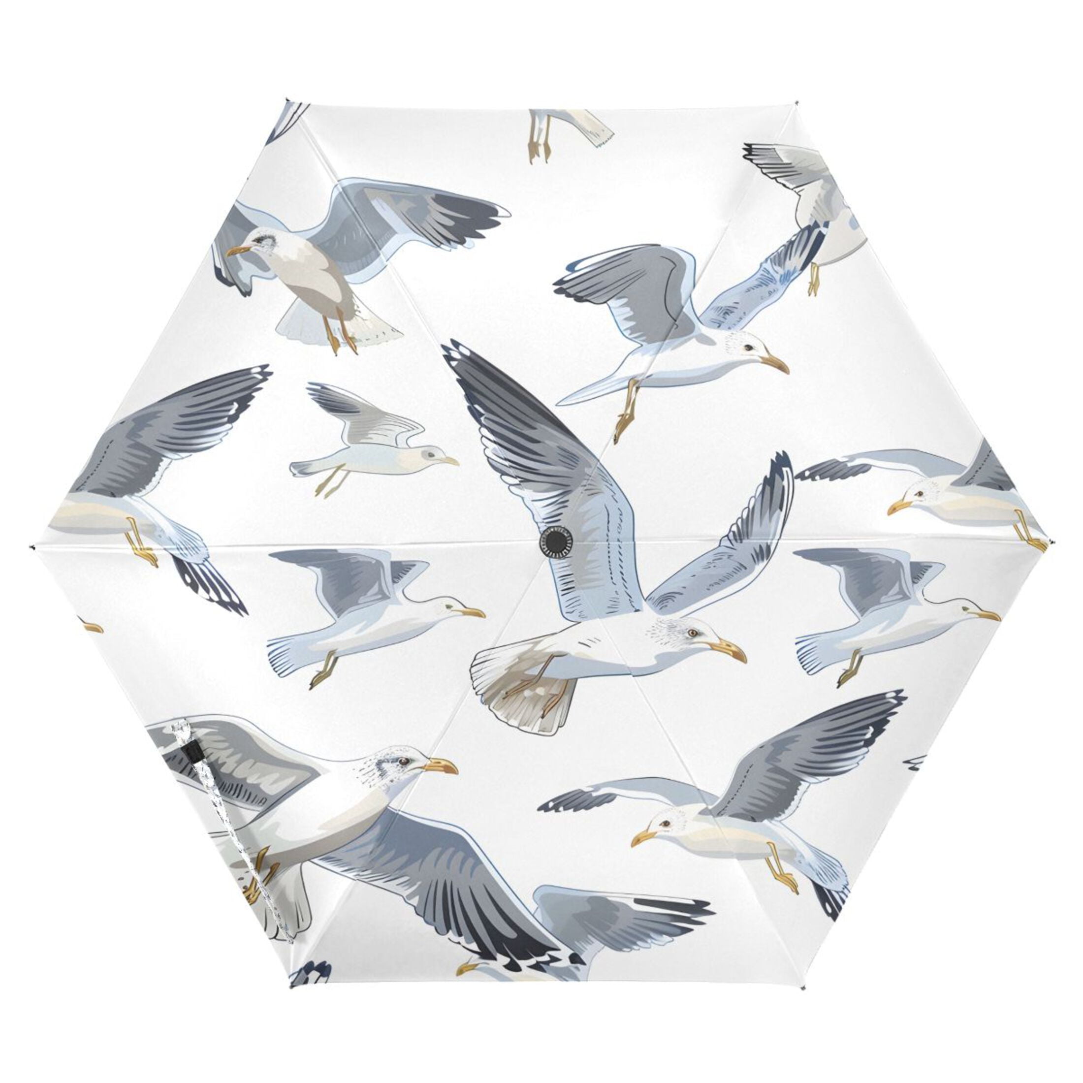 Compact Sun Umbrella Windproof Travel Umbrellas for Rain Strong Portable UV Protection Seagulls Flying