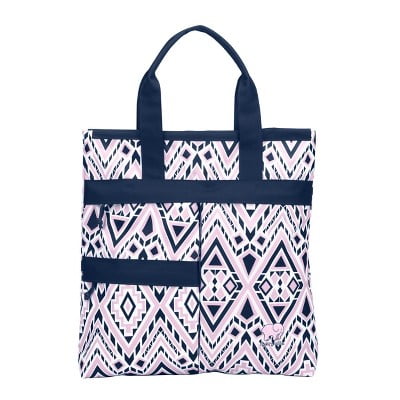 Ivory Ella Work Tote - Pink/Blue Diamond Mosaic