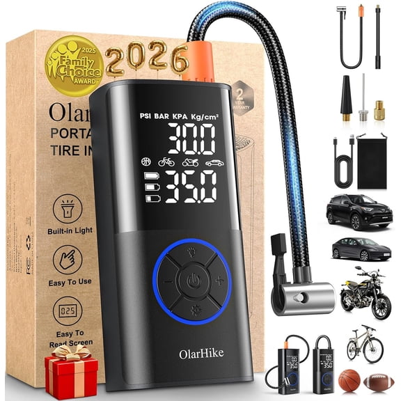 Tire Inflator Portable Air Compressor, Smart Dual Hose System, 160PSI Auto Air Pump for Car Tires, Bike,Bicycle, Motorcycles,Electric Pump with LED Light & Digital Pressure Gauge