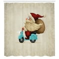 thumbnail image 3 of Ambesonne Christmas Shower Curtain, Santa on Motorcycle, 69"Wx75"L, Red Tan Pale Blue, 3 of 3