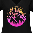 thumbnail image 4 of Inktastic Gatlinburg, Tennessee- Mountains in Sunrise Colors Women's Plus Size V-Neck T-Shirt, 4 of 5