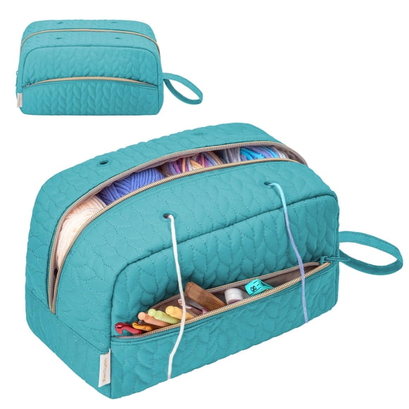 Bolsa organizadora KarSyon para hilo de ganchillo, 30 x 18 x 20 cm, color verde azulado