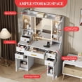 thumbnail image 1 of EDTara White Makeup Vanity Desk, Vanity Table With Mirror, Touch Switch, Built-In Power Outlet, 3 Led Lights, 6 Drawers, and 2 Cabinets for Bedroom, 1 of 8