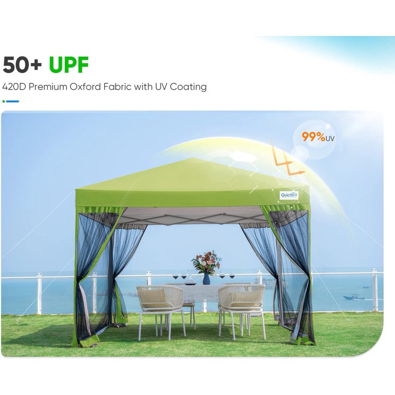 Quictent 8x8 Easy Outdoor Pop Up Canopy Tent with Privacy Netting