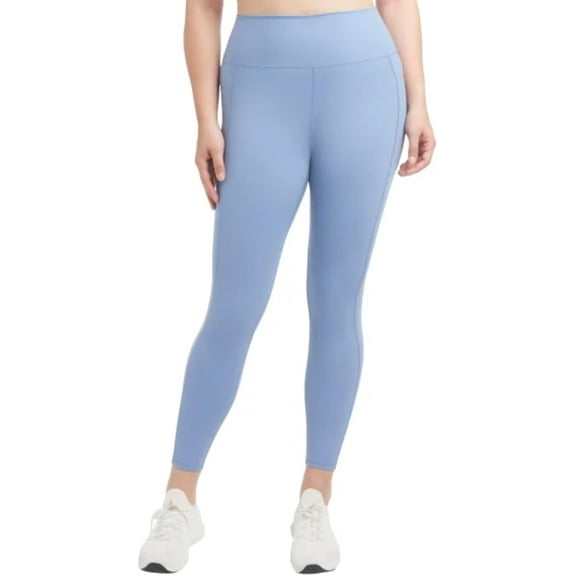 Danskin Women's High Waist Lightweight Legging Tight, Light Blue, M