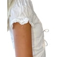 thumbnail image 4 of Women's Summer White Short Sleeve Open Front Lace Tie Up T-shirt, 4 of 9