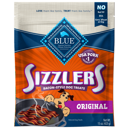 Blue Buffalo Sizzlers Bacon-Style Original Pork Recipe Dog Treats, 15-oz