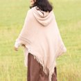 thumbnail image 2 of Girls Autumn And Winter Solid Color Hedging Knitted Shawl Cloak With Hood Coat, 2 of 4