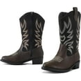 thumbnail image 3 of Kushyshoo Cowboy Boots for Girls and Boys Western Mid-Calf Black Cowgirl Boots Riding Shoes Size 12, 3 of 6