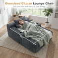 thumbnail image 4 of Muumblus Oversized Chaise Lounge Indoor, Upholstered Lounge Chair with Cup Holders, No Assembly Cloud Sleeper Sofa Bed, Gray Corduroy, 4 of 13
