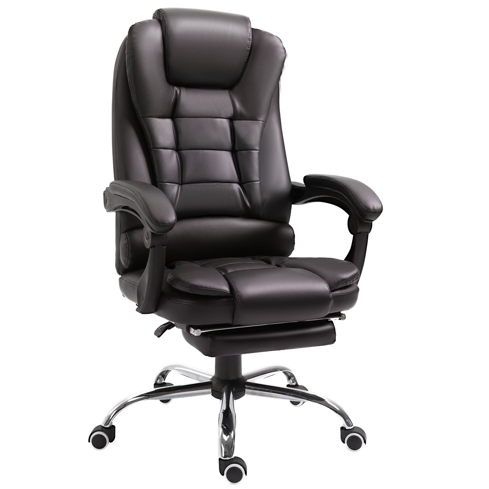 Black Executive High Back Leather Recliner Office Chair Desk Armchair Footrest 