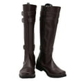 thumbnail image 2 of YLYL Womens Mens Knee High Boots Round Toe Low Heel Side Zipper Medieval Knight Cosplay Tall Boot, 2 of 8