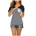 thumbnail image 2 of Youmylove Women Maternity Short Sleeve Striped Layer Nursing T-Shirt Tee Shirts Top For Breastfeeding Comfy, 2 of 4
