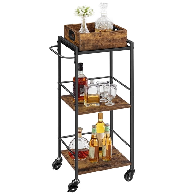Carrito de cocina VASAGLE con bandeja extraíble de 3 niveles