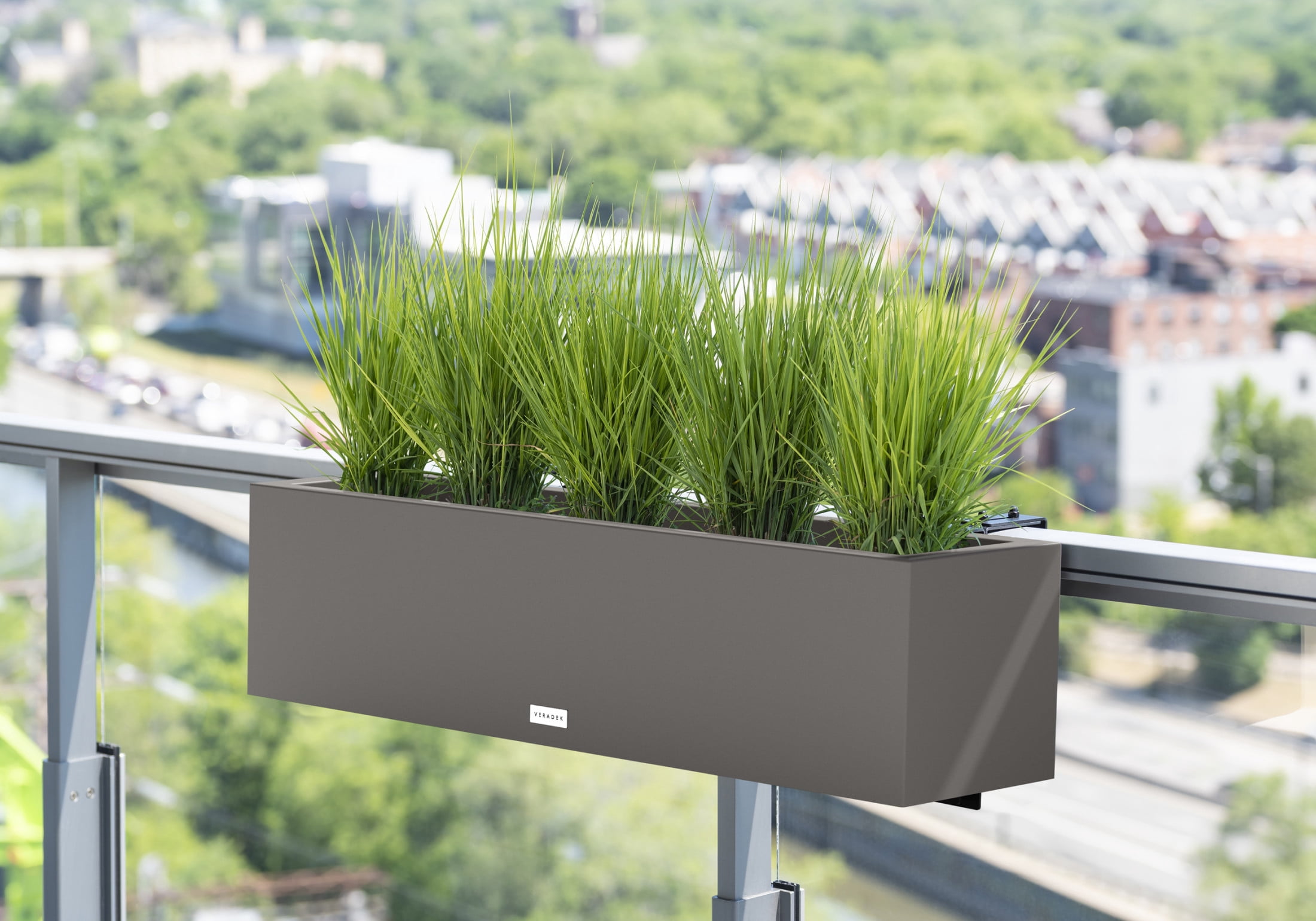 Veradek Block Series Trough 36" Plastic Planter w/ Bracket - Gray