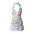 thumbnail image 3 of VISgogo Mini vestido de verano para mujer, estampado único, cuello halter, dobladillo sin mangas, vestido delgado VISgogo  moda, 3 of 9