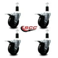 thumbnail image 2 of 4 Inch Hard Rubber Swivel 1-3/8 Inch Expanding Stem Caster Set Total Lock Brake, 2 of 2