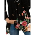 thumbnail image 4 of DYMADE Women Plus Size Floral V-neck Zipper Off Shoulder Long Sleeve Casual T-shirt, 4 of 4