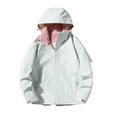thumbnail image 3 of Danhjin Women's Raincoat Waterproof Rain Jackets Full Zipper Windbreak Hiking Coat Fall Winter Casual Camping Traveling Hooded Long Sleeve Solid Color Outdoor Fashion Outfits, 3 of 9