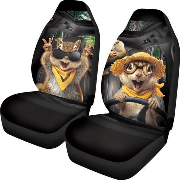 POLERO Seat Cushion Protector Interior, Waterproof Vehicle Seat Covers Sedan Soft, Squirrel Driving