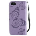 thumbnail image 3 of for iPhone SE 2022/ SE 2020/ 8/ 7 Wallet Case, Kickstand Case Credit Card Holder, Embossed Butterfly Pattern with Strap Premium PU Leather Magnetic Closure Shockproof Protective Flip Cover, Purple, 3 of 6