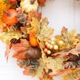 thumbnail image 5 of Artificial Fall Wreath for Front Door Garland Rattan Frame with Pumpkin Berries Pine Cone and Maple Leaves Hanging Wall Wreath for Halloween Thanksgiving Autumn Holiday Decorations, 5 of 7