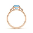 thumbnail image 2 of ANGARA Natural Cushion 1.4 ct Aquamarine & Diamond Three Stone Engagement Ring in 14K Rose Gold for Women (Size-7mm) | March Birthstone, Anniversary, Jewelry Gift for Women | Natural Aquamarine Ring, 2 of 10