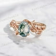 thumbnail image 3 of KANISHKAGEMS&JEWELS 2 Ct 8x6 mm / Oval Cut Moss Agate Ring Bridal Wedding Ring For Wife Nature Inspired Women Jewelry Birthday Gift For Her, 3 of 4