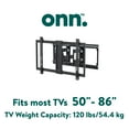 onn. Ultraslim Full Motion TV Wall Mount for 50" to 86" TVs, up to 20