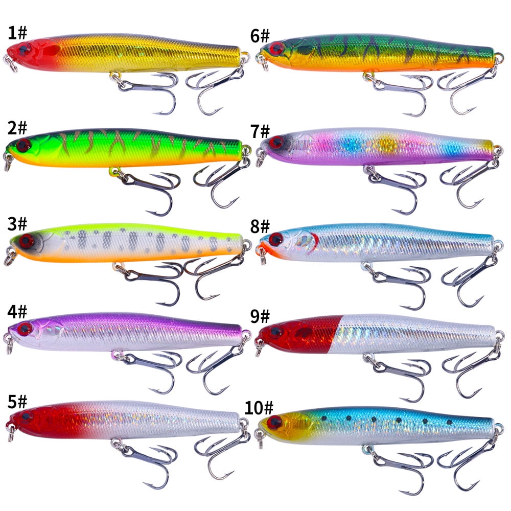 HENGJIA Fishing Lures, Pencil Plopper Fishing Lure for Bass Catfish Pike Perch, Deep Diving Minnow Fishing Bait, Fishing Lures Kit for Saltwater and Freshwater