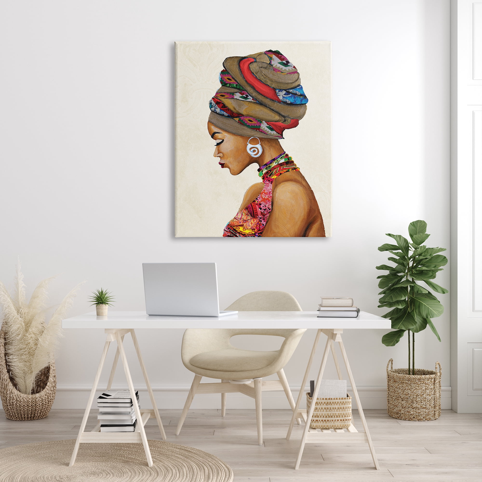 Stupell Industries Woman Wearing Traditional African Fashion Headwrap , 36 x 48, Designed by Gina Ritter
