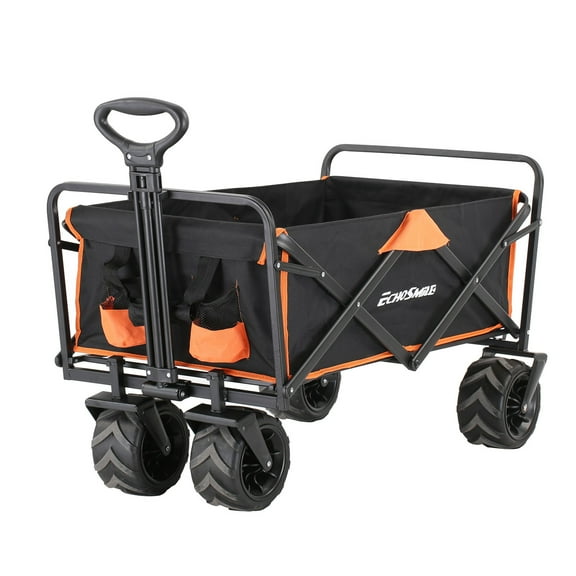Black and Orange 7 cu. ft Metal Garden Cart