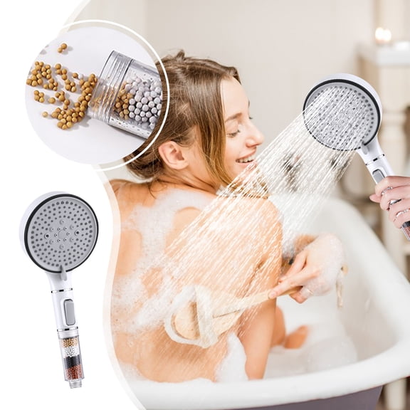 Hovmgk High Pressure Handheld Shower Head, 5 Spray Modes Handheld Showerhead with Filtering Function, Water Softener for Low Pressure & Hard Water, Elderly & Children Friendly, Home & Gym Use