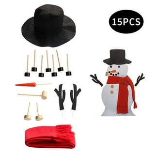 GROFRY 1 Set Snowman Making Kit Cute Black Hat Red Scarf Carrot Nose  Dress-up Set Outdoor Decoration Accessories DIY Christmas Snowman Tool Kit  Kids Toy Gift 