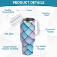 thumbnail image 2 of Yayeee 30oz Stainless Steel Tumbler with Straw and Handle Double-Wall Insulated Travel Water Bottle, Purple Art Pattern, 2 of 8